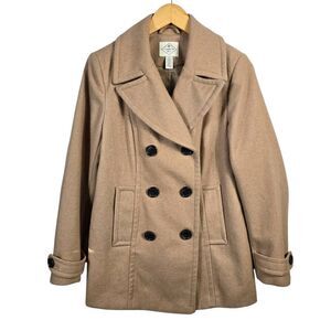 St. John Beige Wool Pea Coat Size Small